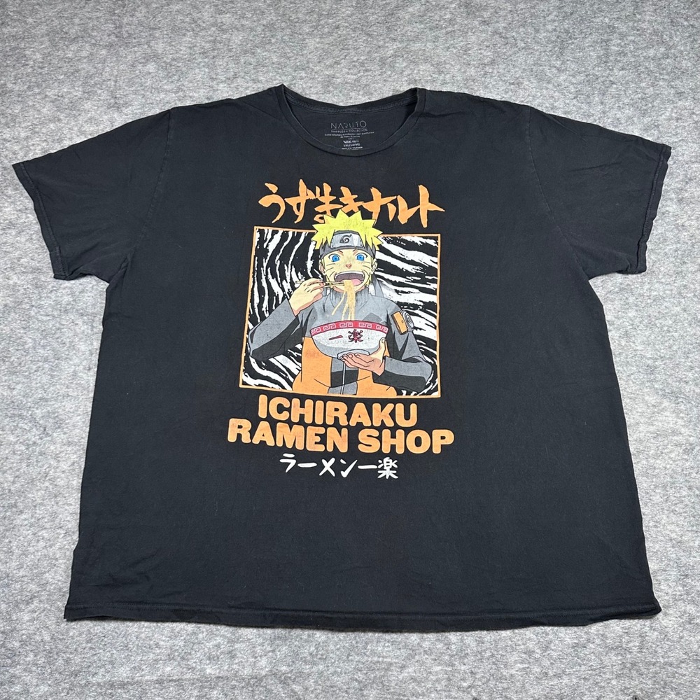 Naruto Ichiraku‎ Ramen Shop T-Shirt Black Graphic Anime Tee Mens 3XL